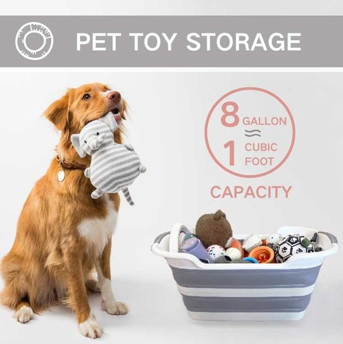 Lighean pliabil 40L plastic si silicon cu manere antiderapante 60x39cm