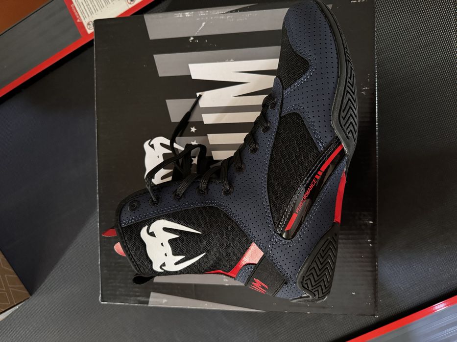 Venum Elite Boxing Shoes - Navy/Black/Red