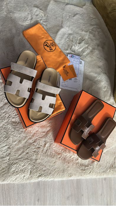 Papuci hermes piele naturala