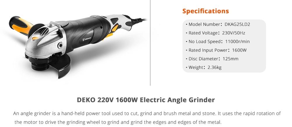 DEKO Балгарка 1600W угловая шлифовальная машина болгарка bosch makita