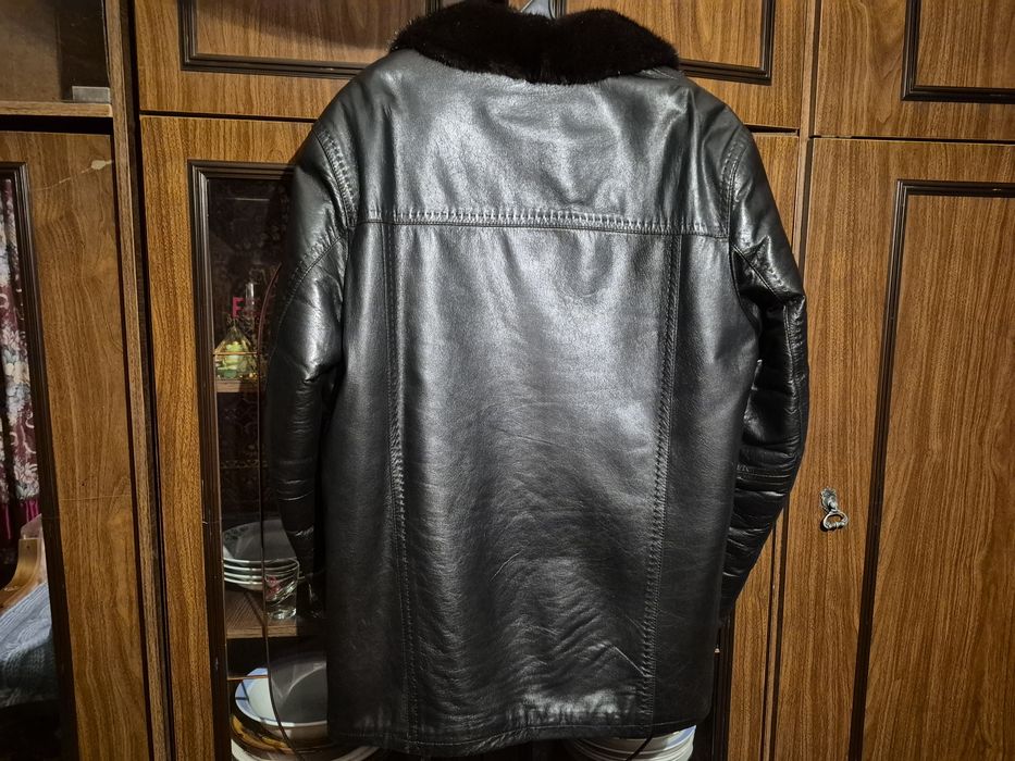 Куртка мужская из натурального меха шикарная кожа норковый воротник