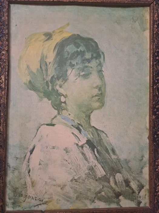 Tablou vechi Nicolaie Grigorescu ,,Fata cu basma galbena “