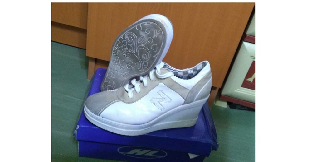 Sneakers/ Adidasi/ Pantofi sport cu platforma, alb-gri Eifa Collection