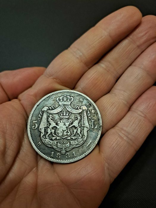 Moneda argint 5 lei 1881