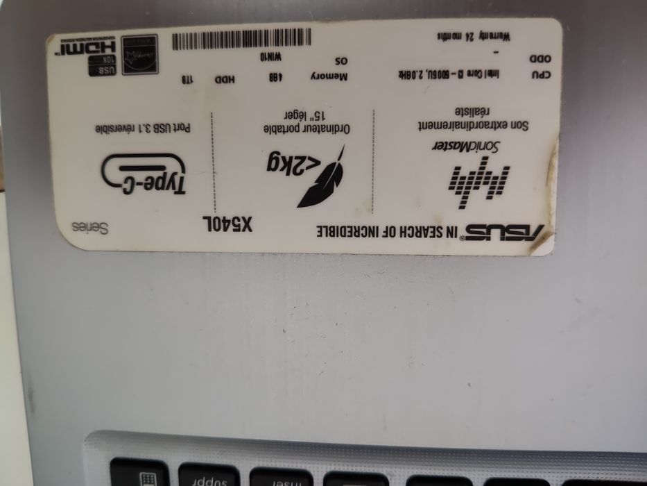 Asus X540L i3 gen5