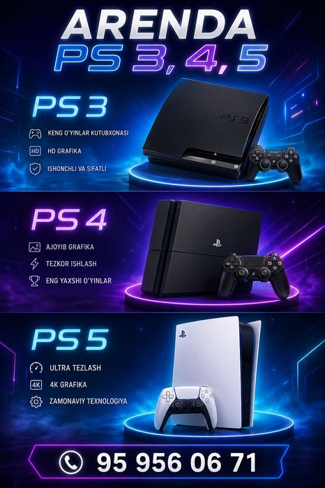 PlayStation 3/4/5 arenda / prokat — hamma top o‘yinlar bor