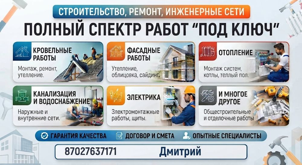 Кровля, отопление, канализация, ливневка, электричество