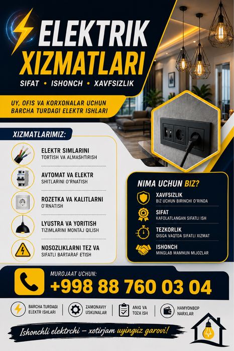 Elektrik xizmati Elektr montaj