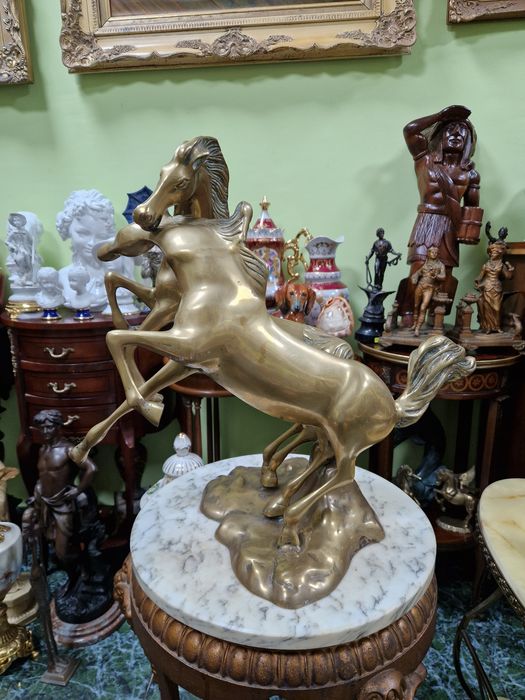 Уникална огромна антикварна английска бронзова фигура композиция