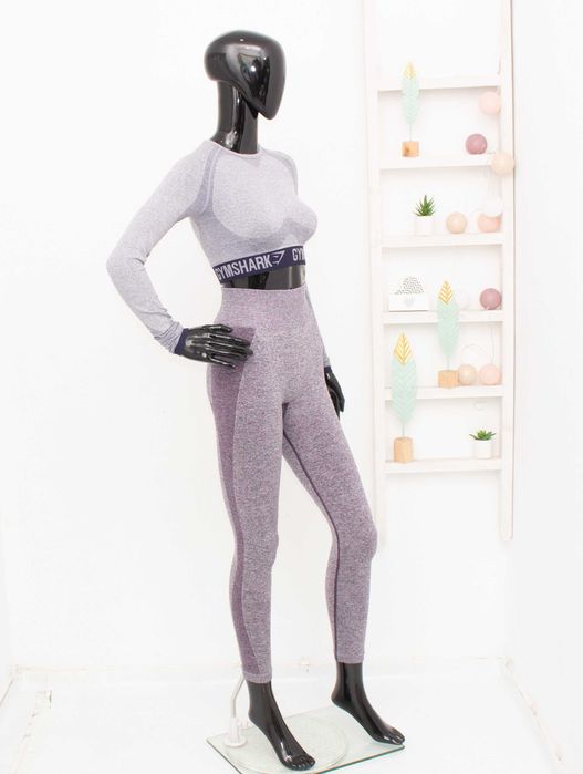 Gymshark дамски комплект кроп топ къс + клин висока талия за фитнес XS