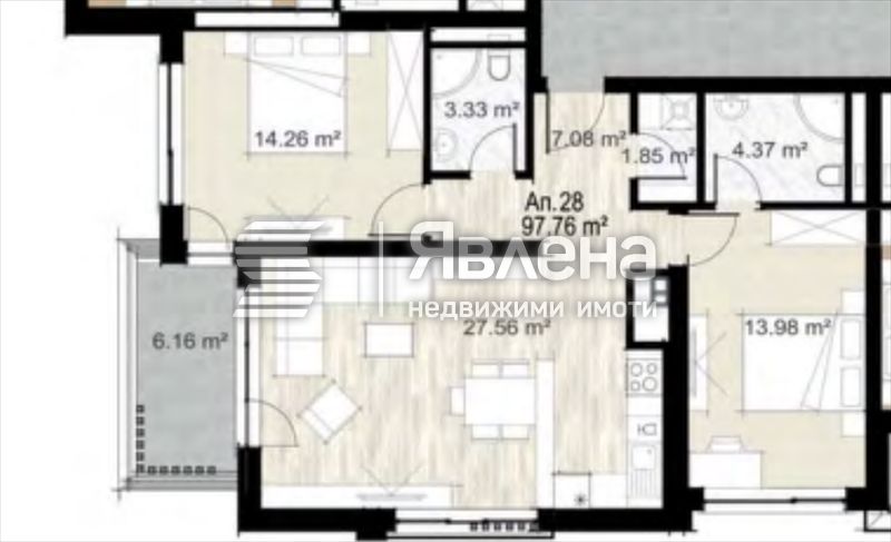 ЯВЛЕНА ЛАГЕРА продава 3-стаен апартамент в нова сграда в кв. Сердика.