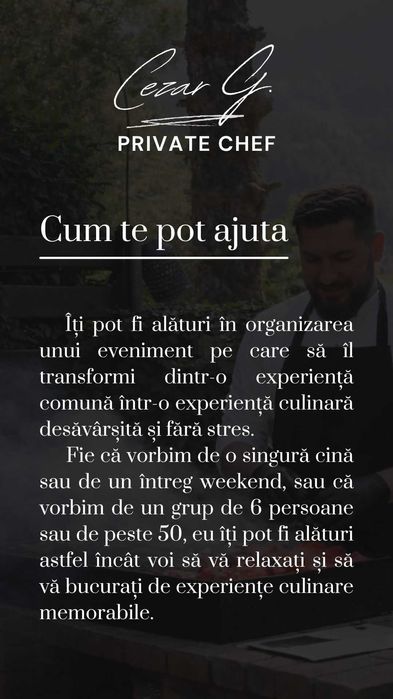 Bucătar evenimente | Private Chef | Pentru grupuri, weekend-uri la cabane si pensiuni, team buildinguri, etc în Brașov și împrejurimi
