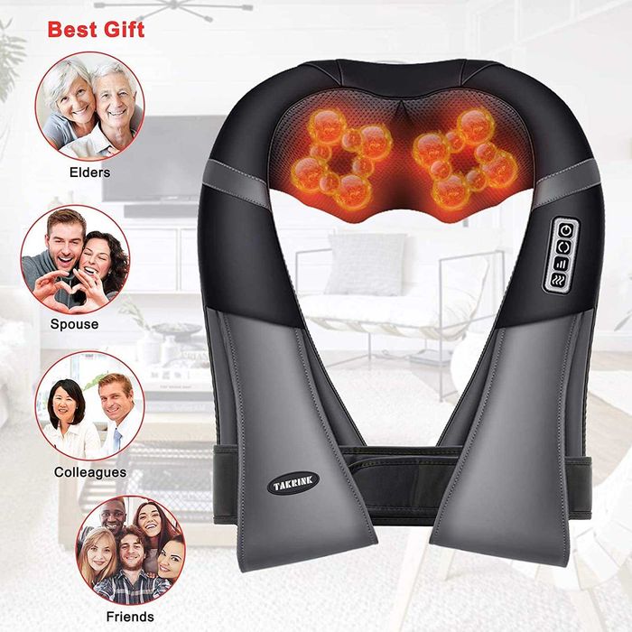 TAKRINK Шиацу масажор за шия и рамена, 3D-въртящи се масажни ролки