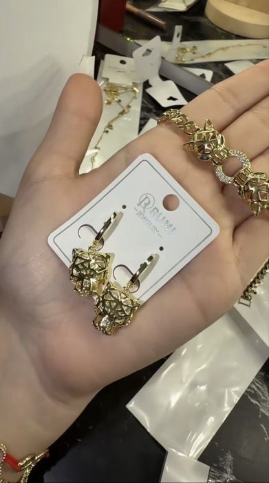 Set bratara + cercei placate cu aur otel inoxidabil