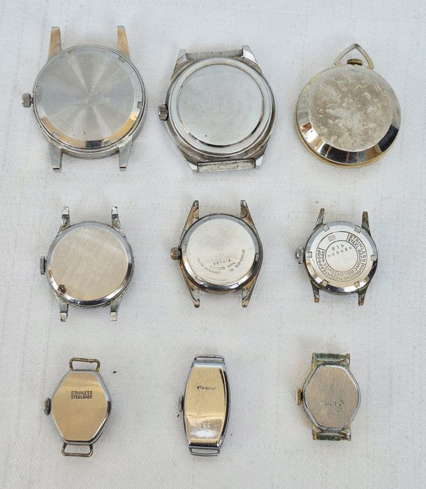 Lot 9 ceasuri mecanice cu defecte, Duward, Aero, Wilson, Ingersoll, Planesa, Nostrana fara curele, din oțel