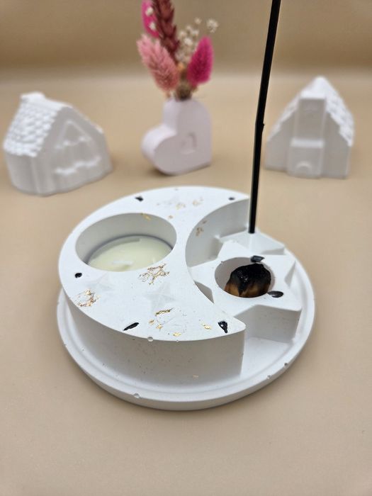 Suport de lumânare Protecție cu bețișor parfumat – Obsidian & Amazoni