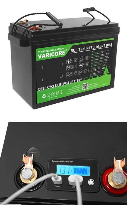BATERIE SOLARA LiFePO4 12,8V cu Charger pt rulota/Protectii Foc/Exploz