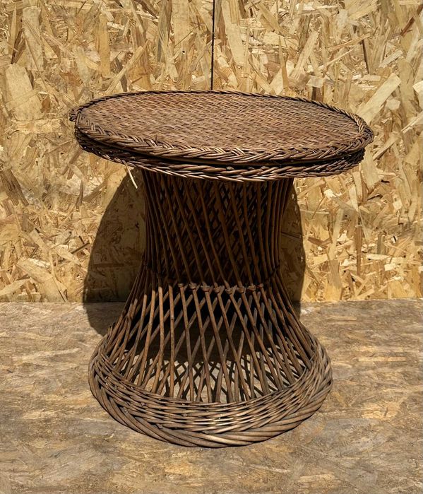 Masuta din ratan cu blat rotund 63x63 cm; Masa terasa/gradina