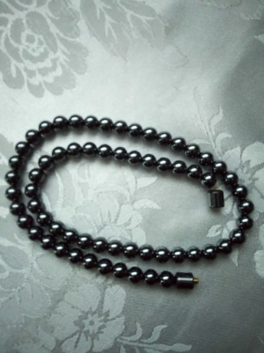 Colier perle si bratara perle , gri antracit