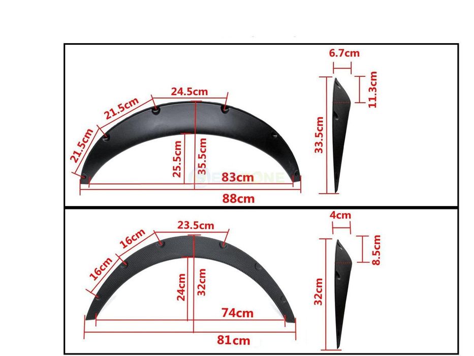 раздувки,разширители,вежди за калници  pvc предни + задни  4 броя ...