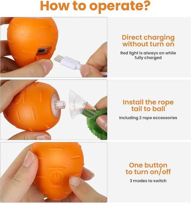 Интерактивна котешка топка HAPPY HACHI, 3 режима на работа