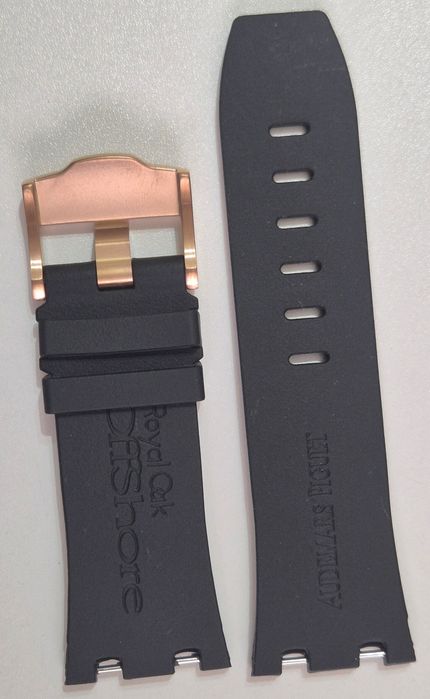curea ceas Audemars Piguet premium neagra din piele si silicon complet