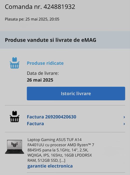 Laptop gaming ASUS TUF A14 FA401UU  RYZEN 7, 16GB RAM, RTX 4050, 1.5TB SSD