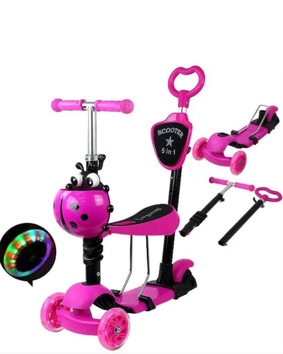 Trotineta 5 in 1 smart Kids Buburuza gargaritie lumini