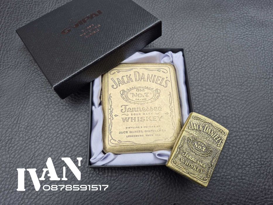 Табакера от месинг и запалка комплект Jack Daniel's
