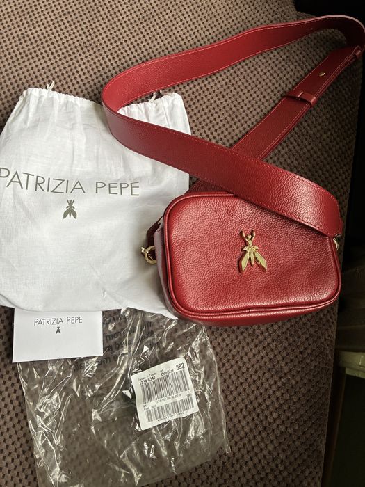 Чанта Patrizia Pepe бордо естествена кожа