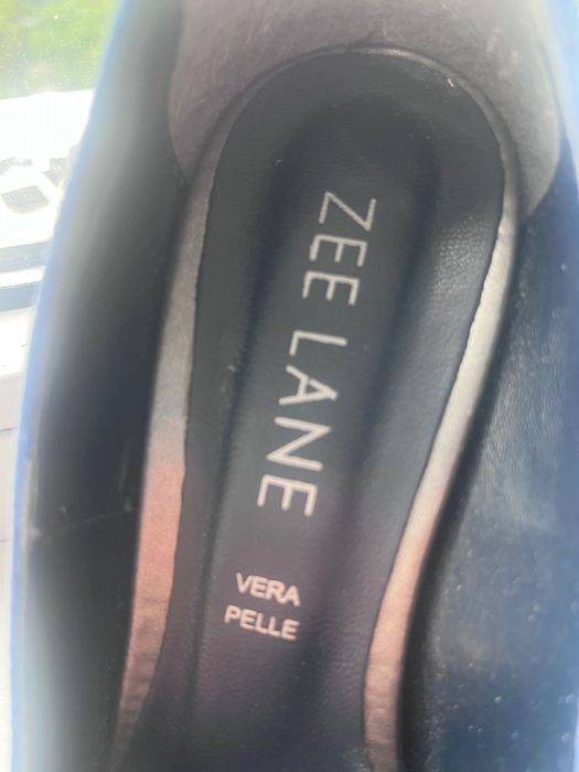 Pantofi cu toc piele intoarsa albastru intens