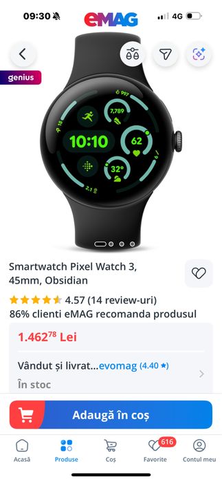 google pixel watch 3 45 mm ca Nou  obsidian