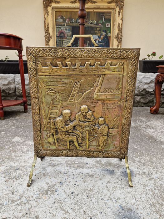 Уникално антикварно английско пано решетка за пред камина