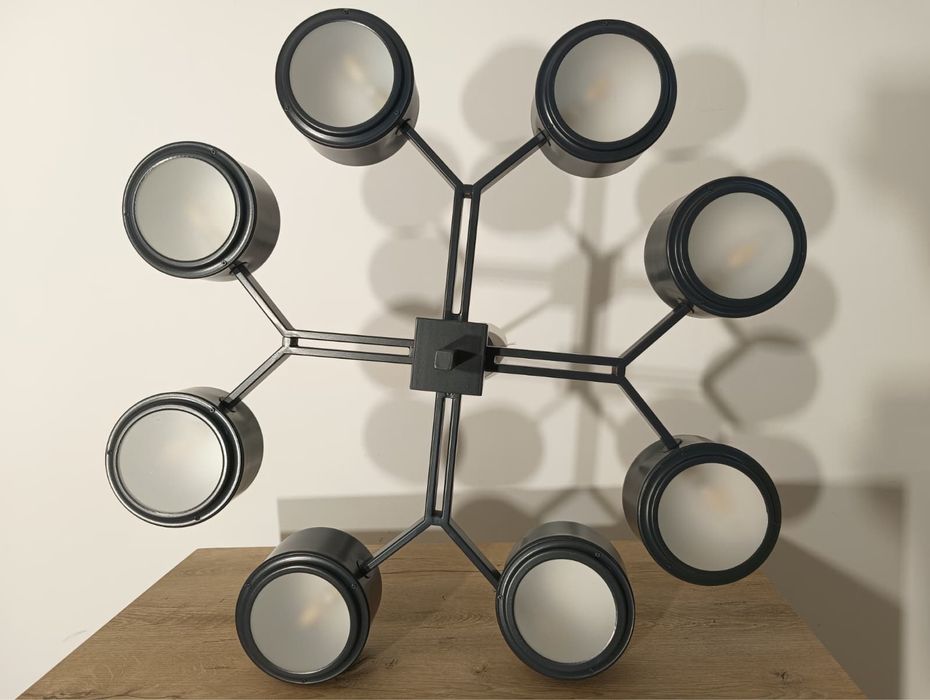 3 Buc. Plafonieră Atomică Metal Negru Design Industrial; Lustră Aplică