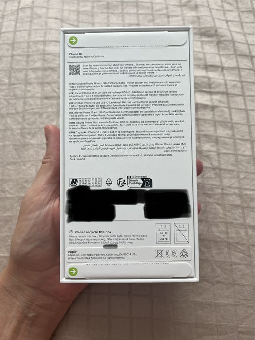 Iphone 16 128 GB, black, sigilat, garantie 2 ani