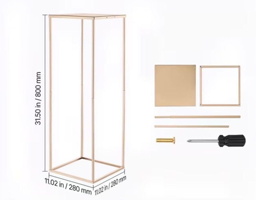 Suport Floral Auriu – Coloană Elegantă pentru Evenimente (80 cm)
