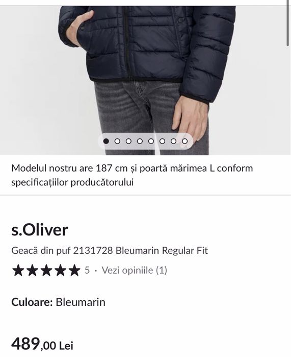 Geaca bărbați S.Oliver din puf Bleumarin L