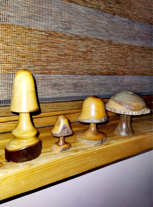 Гъби дърво Ръчно стругован дървен декор гъби - Sapele Wood 4 бр.