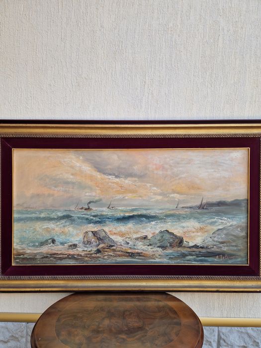 Маринизъм платно огромна картина масло авторска