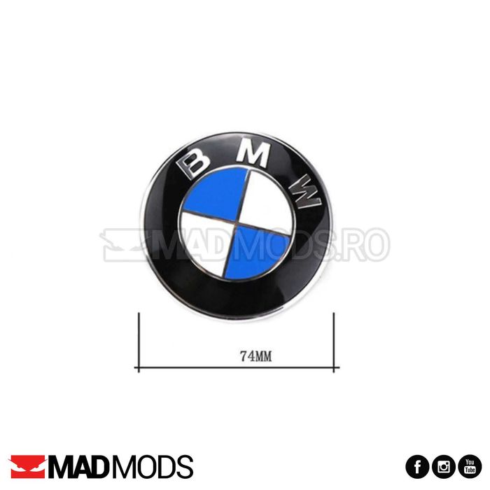 Emblema BMW 82 / 74 / 45mm capota portbagaj seria 1 2 3 4 5 6 7 8 X i