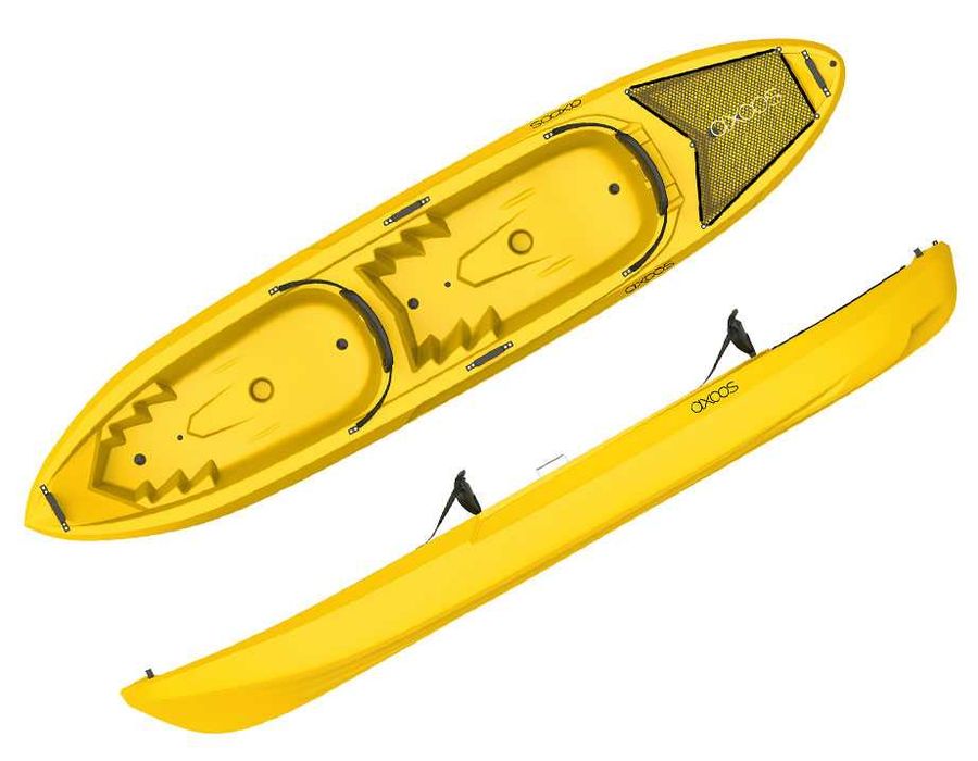 Caiac Tandem, 3.60 metri, maxim 230 kg, verde/galben