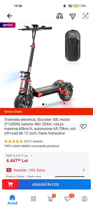 Trotineta electrica de off road cu dual motor si roti 12 inch - Noua