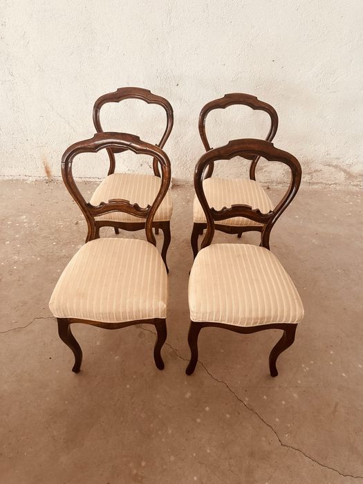 Комплект 4 винтидж трапезни стола – Victorian / Balloon Back – масивно дърво – Швеция