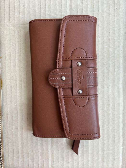 Kipling new leather wallet светло кафяв кожен портфейл