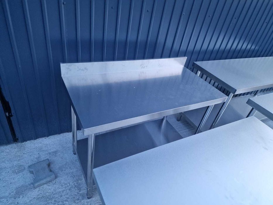 Masa de lucru inox cu polita si rebord 120x70x85cm,trasport gratuit
