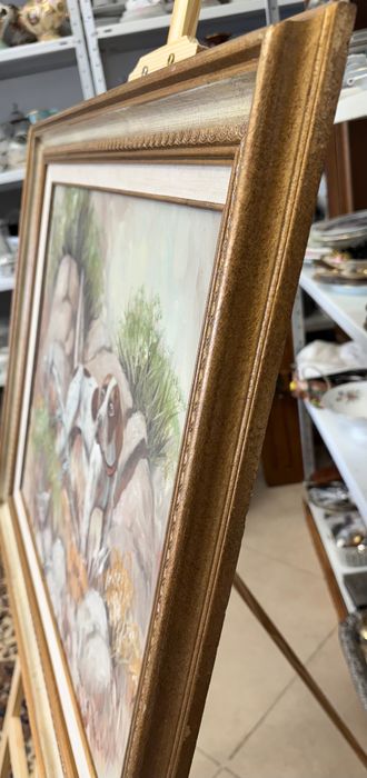 Ръчно рисувана картина на платно в масивна рамка