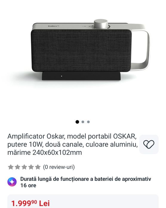 Amplificator Oskar, model portabil OSKAR, putere 10W, două canale, culoare aluminiu, mărime 240x60x102mm