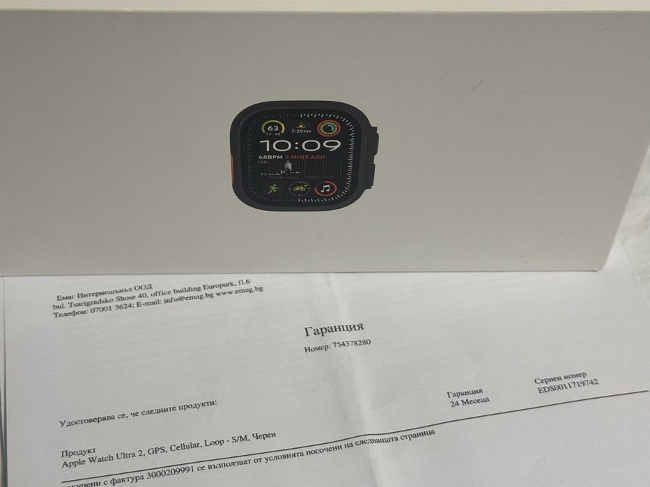 КАТО НОВ 49mm Apple Watch ULTRA 2 CEL Гаранция EMAG 2026г. Black