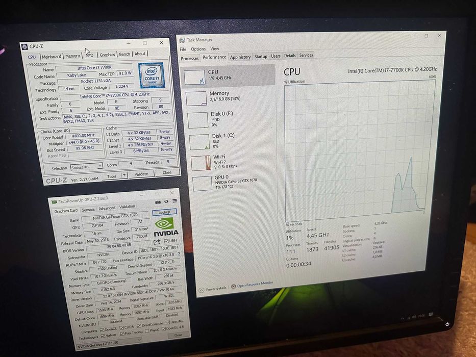 PC GAMING I7 7700K 16 GB DDR4 256 SSD PV GTX 1070 sau AMD 5700 XT 8 GB