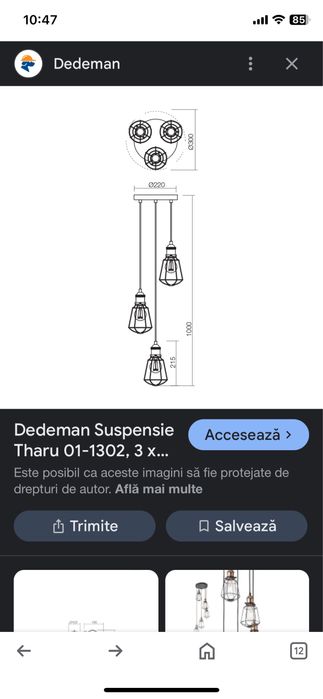 Aplica plafon cu  suspensie Tharu